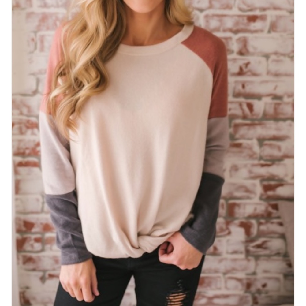 NWT color block sleeve cozy sweater